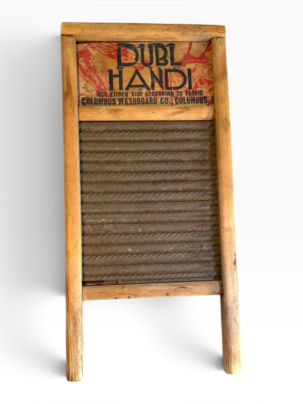 Vintage Dubl Handi Washboard Columbus Ohio Wood Spiral Metal Lingerie Pail Size